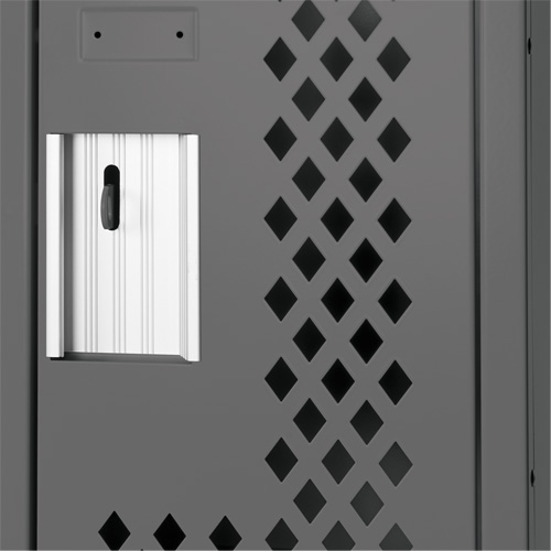 Clean Line Lockers, Bank of 3, 36" x 15" x 72", Steel, Charcoal, Rivet (Assembled), Perforated Distribution Jean Lapalme