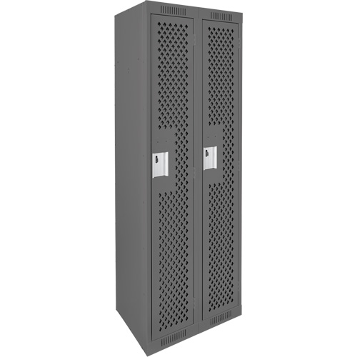 Clean Line Lockers, Bank of 2, 24" x 12" x 72", Steel, Charcoal, Rivet (Assembled), Perforated Distribution Jean Lapalme