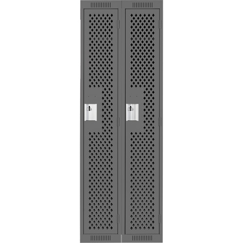Clean Line Lockers, Bank of 2, 24" x 12" x 72", Steel, Charcoal, Rivet (Assembled), Perforated Distribution Jean Lapalme