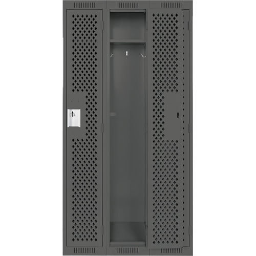 Clean Line Lockers, Bank of 3, 36" x 15" x 72", Steel, Charcoal, Rivet (Assembled), Perforated Distribution Jean Lapalme
