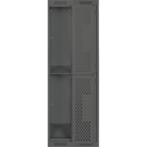 Clean Line Lockers, 2 -tier, Bank of 2, 24" x 12" x 72", Steel, Charcoal, Rivet (Assembled), Perforated Distribution Jean Lapalme