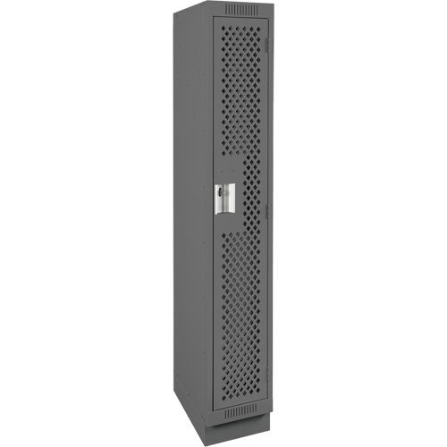 Clean Line Lockers, 12" x 18" x 76", Steel, Charcoal, Rivet (Assembled), Perforated Distribution Jean Lapalme