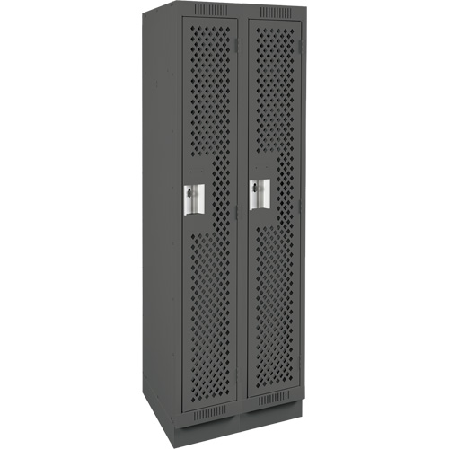 Clean Line Lockers, Bank of 2, 24" x 18" x 76", Steel, Charcoal, Rivet (Assembled), Perforated Distribution Jean Lapalme