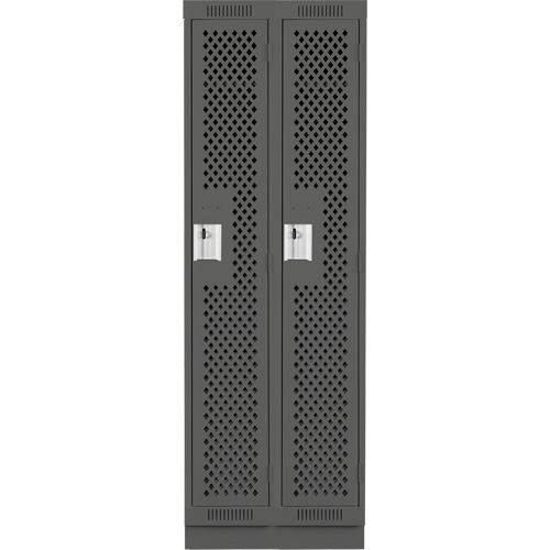 Clean Line Lockers, Bank of 2, 24" x 18" x 76", Steel, Charcoal, Rivet (Assembled), Perforated Distribution Jean Lapalme