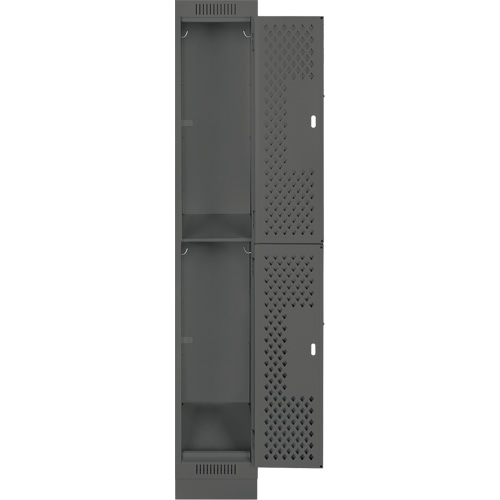 Casiers Clean Line, 2 niveaux, 12" x 15" x 76", Acier, Charbon, Rivet (assembl&eacute;), Perfor&eacute; Distribution Jean Lapalme