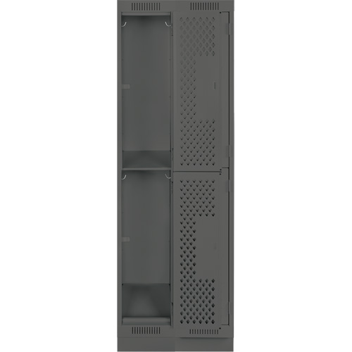 Clean Line Lockers, 2 -tier, Bank of 2, 24" x 12" x 76", Steel, Charcoal, Rivet (Assembled), Perforated Distribution Jean Lapalme