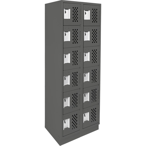 Assembled Lockerettes Clean Line Perforated Economy Lockers, 6 -tier, Bank of 2, 18" x 72" x 12", Steel Distribution Jean Lapalme