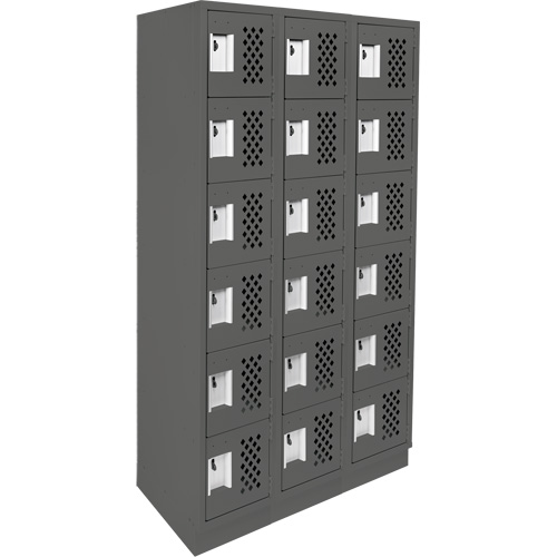 Clean-Line Perforated Lockerette, 6 -tier, Bank of 3, 12" x 72" x 12", Steel Distribution Jean Lapalme