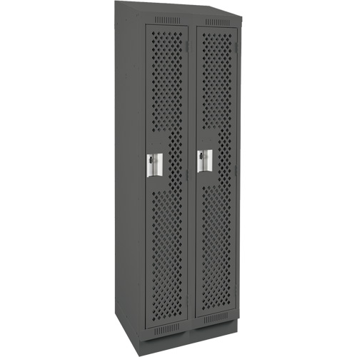 Clean Line Lockers, Bank of 2, 24" x 15" x 82", Steel, Charcoal, Rivet (Assembled), Perforated Distribution Jean Lapalme