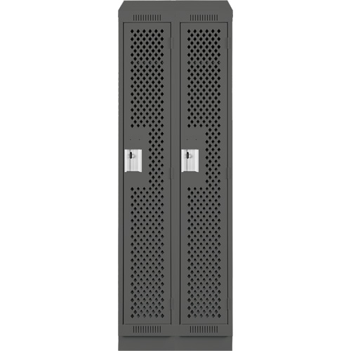 Clean Line Lockers, Bank of 2, 24" x 15" x 82", Steel, Charcoal, Rivet (Assembled), Perforated Distribution Jean Lapalme