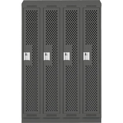 Clean Line Lockers, Bank of 4, 48" x 18" x 82", Steel, Charcoal, Rivet (Assembled), Perforated Distribution Jean Lapalme