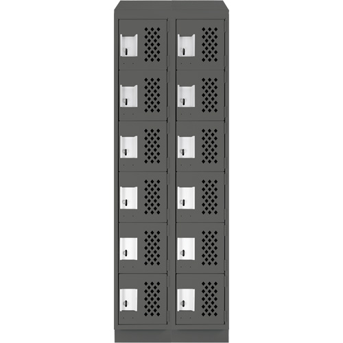 Clean-Line Perforated Lockerette, 6 -tier, Bank of 2, 12" x 72" x 12", Steel Distribution Jean Lapalme