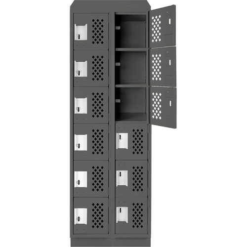Clean-Line Perforated Lockerette, 6 -tier, Bank of 2, 12" x 72" x 12", Steel Distribution Jean Lapalme