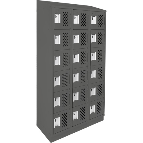 Assembled Lockerettes Clean Line Perforated Economy Lockers, 6 -tier, Bank of 3, 18" x 72" x 12", Steel Distribution Jean Lapalme