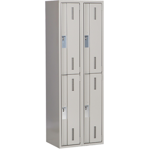 Concorde Heavy-Duty Lockers, 2 -tier, Bank of 2, 24" x 18" x 72", Steel, Grey, Welded (Assembled) Distribution Jean Lapalme