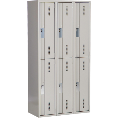 Concorde Heavy-Duty Lockers, 2 -tier, Bank of 3, 36" x 18" x 72", Steel, Grey, Welded (Assembled) Distribution Jean Lapalme