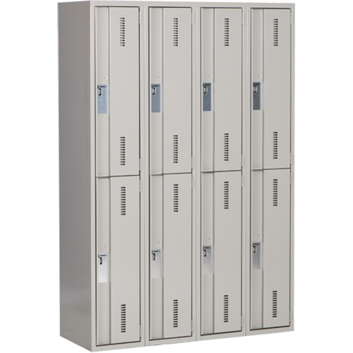 Concorde Heavy-Duty Lockers, 2 -tier, Bank of 4, 48" x 18" x 72", Steel, Grey, Welded (Assembled) Distribution Jean Lapalme