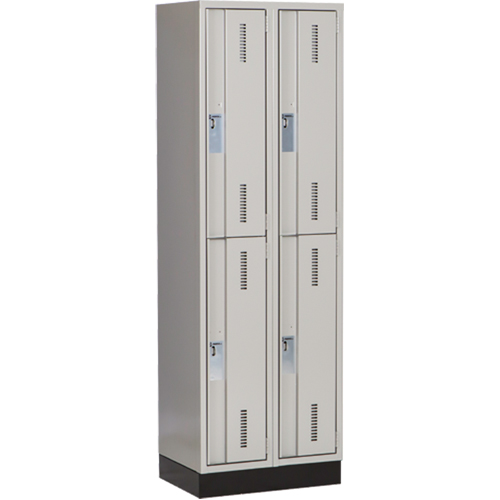 Concorde Heavy-Duty Lockers, 2 -tier, Bank of 2, 24" x 18" x 76", Steel, Grey, Welded (Assembled) Distribution Jean Lapalme