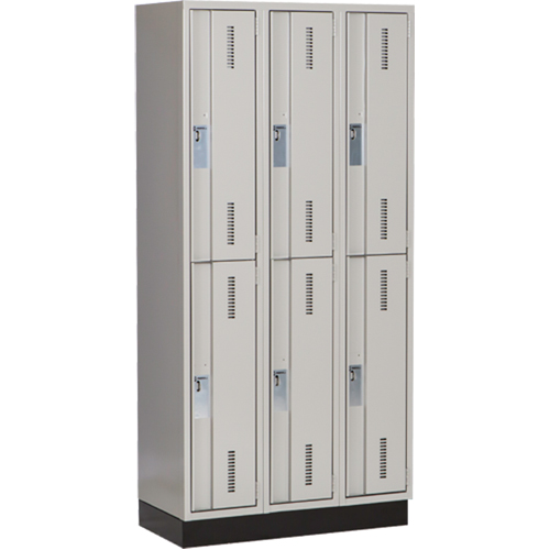 Concorde Heavy-Duty Lockers, 2 -tier, Bank of 3, 36" x 18" x 76", Steel, Grey, Welded (Assembled) Distribution Jean Lapalme