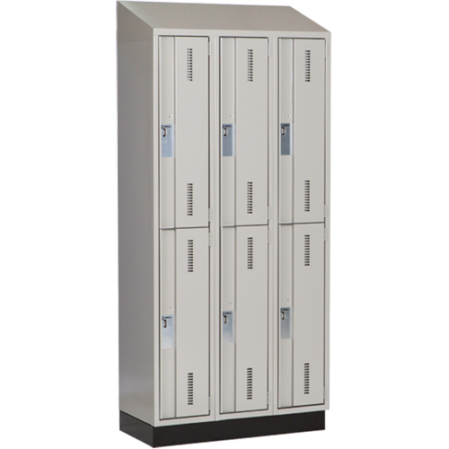 Concorde Heavy-Duty Lockers, 2 -tier, Bank of 3, 36" x 18" x 82", Steel, Grey, Welded (Assembled) Distribution Jean Lapalme