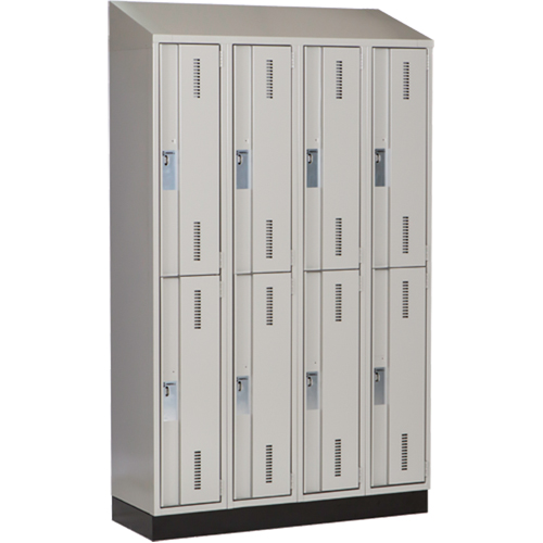 Concorde Heavy-Duty Lockers, 2 -tier, Bank of 4, 48" x 18" x 82", Steel, Grey, Welded (Assembled) Distribution Jean Lapalme