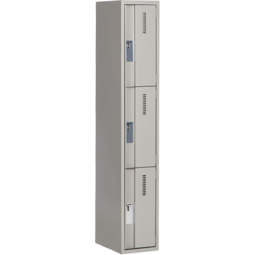 Concorde Heavy-Duty Lockers, 3 -tier, 12" x 18" x 72", Steel, Grey, Welded (Assembled) Distribution Jean Lapalme