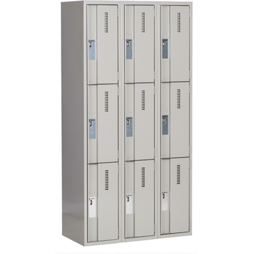 Casiers robustes Concorde, 3 niveaux, Bloc de 3, 36" x 18" x 72", Acier, Gris, Soud&eacute; (assembl&eacute;) Distribution Jean Lapalme