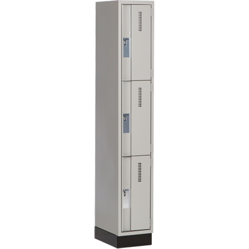 Concorde Heavy-Duty Lockers, 3 -tier, 12" x 18" x 76", Steel, Grey, Welded (Assembled) Distribution Jean Lapalme