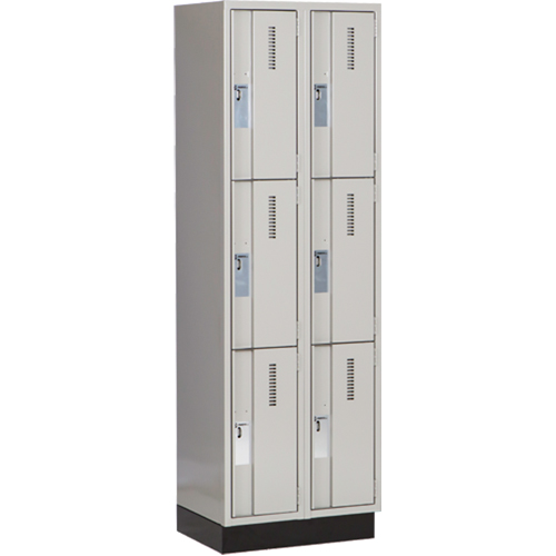 Concorde Heavy-Duty Lockers, 3 -tier, Bank of 2, 24" x 18" x 76", Steel, Grey, Welded (Assembled) Distribution Jean Lapalme