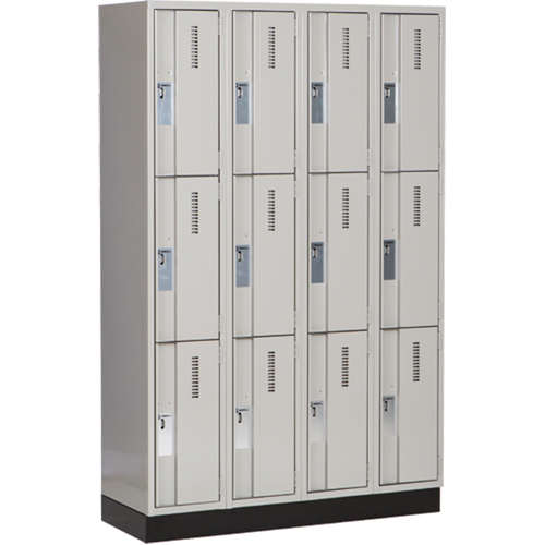 Concorde Heavy-Duty Lockers, 3 -tier, Bank of 4, 48" x 18" x 76", Steel, Grey, Welded (Assembled) Distribution Jean Lapalme
