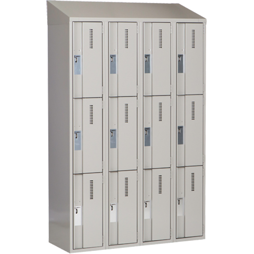 Concorde Heavy-Duty Lockers, 3 -tier, Bank of 4, 48" x 18" x 78", Steel, Grey, Welded (Assembled) Distribution Jean Lapalme