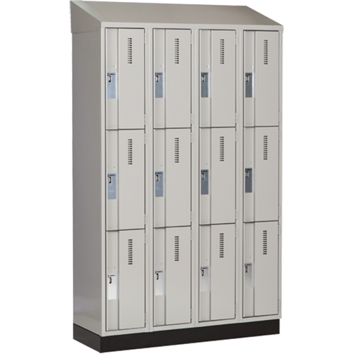 Concorde Heavy-Duty Lockers, 3 -tier, Bank of 4, 48" x 18" x 82", Steel, Grey, Welded (Assembled) Distribution Jean Lapalme