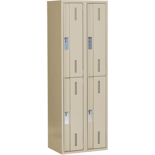 Concorde Heavy-Duty Lockers, 2 -tier, Bank of 2, 24" x 18" x 72", Steel, Beige, Welded (Assembled) Distribution Jean Lapalme