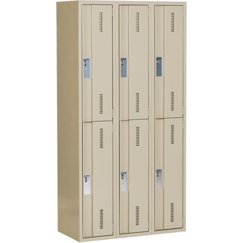 Concorde Heavy-Duty Lockers, 2 -tier, Bank of 3, 36" x 18" x 72", Steel, Beige, Welded (Assembled) Distribution Jean Lapalme