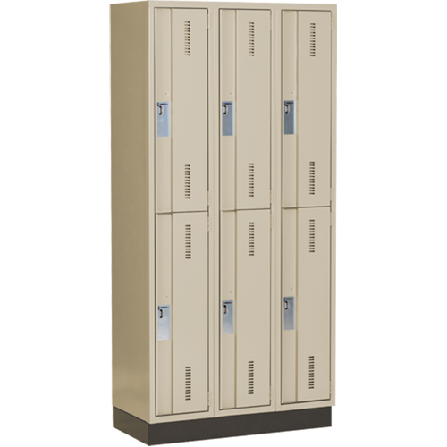 Concorde Heavy-Duty Lockers, 2 -tier, Bank of 3, 36" x 18" x 76", Steel, Beige, Welded (Assembled) Distribution Jean Lapalme