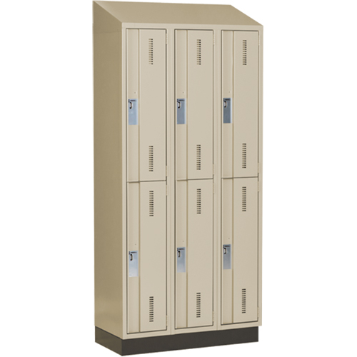Concorde Heavy-Duty Lockers, 2 -tier, Bank of 3, 36" x 18" x 82", Steel, Beige, Welded (Assembled) Distribution Jean Lapalme