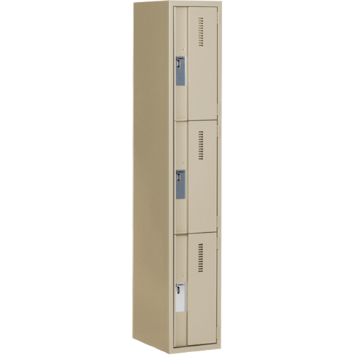 Concorde Heavy-Duty Lockers, 3 -tier, 12" x 18" x 72", Steel, Beige, Welded (Assembled) Distribution Jean Lapalme