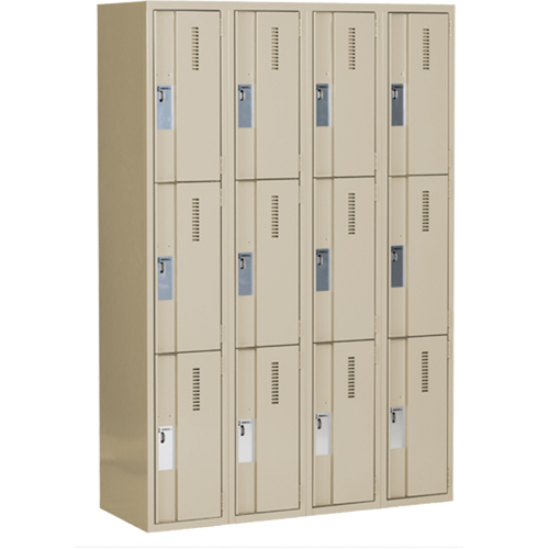 Concorde Heavy-Duty Lockers, 3 -tier, Bank of 4, 48" x 18" x 72", Steel, Beige, Welded (Assembled) Distribution Jean Lapalme