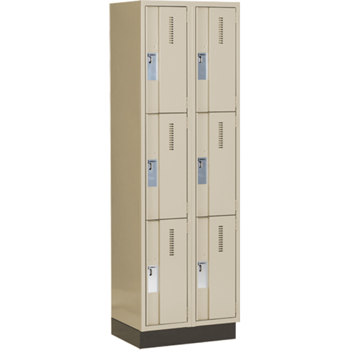 Concorde Heavy-Duty Lockers, 3 -tier, Bank of 2, 24" x 18" x 76", Steel, Beige, Welded (Assembled) Distribution Jean Lapalme