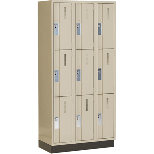Concorde Heavy-Duty Lockers, 3 -tier, Bank of 3, 36" x 18" x 76", Steel, Beige, Welded (Assembled) Distribution Jean Lapalme
