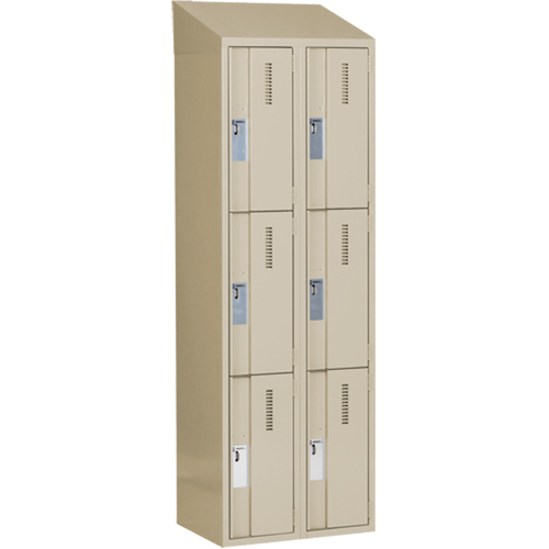 Concorde Heavy-Duty Lockers, 3 -tier, Bank of 2, 24" x 18" x 78", Steel, Beige, Welded (Assembled) Distribution Jean Lapalme