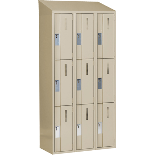 Concorde Heavy-Duty Lockers, 3 -tier, Bank of 3, 36" x 18" x 78", Steel, Beige, Welded (Assembled) Distribution Jean Lapalme