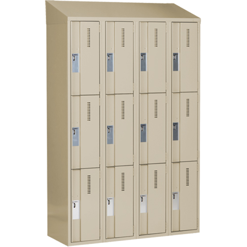 Concorde Heavy-Duty Lockers, 3 -tier, Bank of 4, 48" x 18" x 78", Steel, Beige, Welded (Assembled) Distribution Jean Lapalme