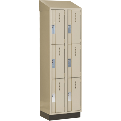 Concorde Heavy-Duty Lockers, 3 -tier, Bank of 2, 24" x 18" x 82", Steel, Beige, Welded (Assembled) Distribution Jean Lapalme