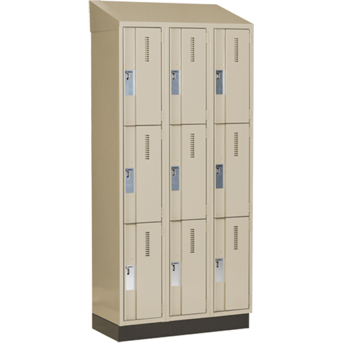 Concorde Heavy-Duty Lockers, 3 -tier, Bank of 3, 36" x 18" x 82", Steel, Beige, Welded (Assembled) Distribution Jean Lapalme