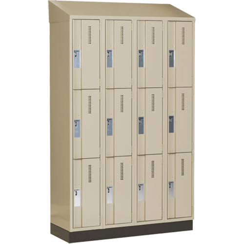 Concorde Heavy-Duty Lockers, 3 -tier, Bank of 4, 48" x 18" x 82", Steel, Beige, Welded (Assembled) Distribution Jean Lapalme