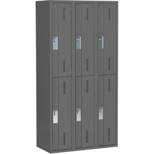 Casiers robustes Concorde, 2 niveaux, Bloc de 3, 36" x 18" x 72", Acier, Charbon, Soud&eacute; (assembl&eacute;) Distribution Jean Lapalme