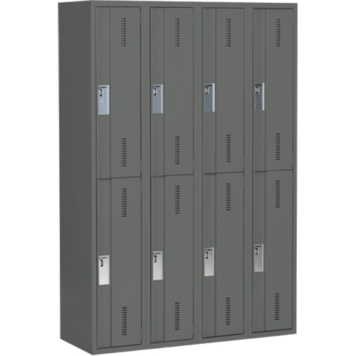 Concorde Heavy-Duty Lockers, 2 -tier, Bank of 4, 48" x 18" x 72", Steel, Charcoal, Welded (Assembled) Distribution Jean Lapalme