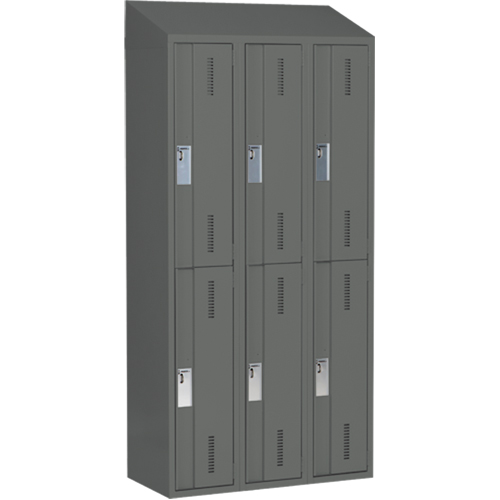 Concorde Heavy-Duty Lockers, 2 -tier, Bank of 3, 36" x 18" x 78", Steel, Charcoal, Welded (Assembled) Distribution Jean Lapalme