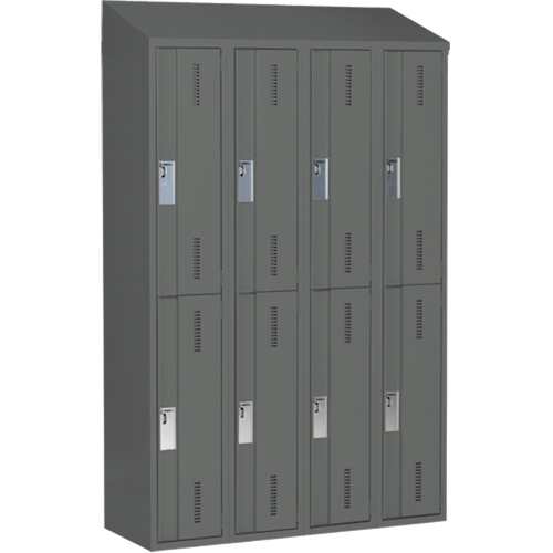 Concorde Heavy-Duty Lockers, 2 -tier, Bank of 4, 48" x 18" x 78", Steel, Charcoal, Welded (Assembled) Distribution Jean Lapalme